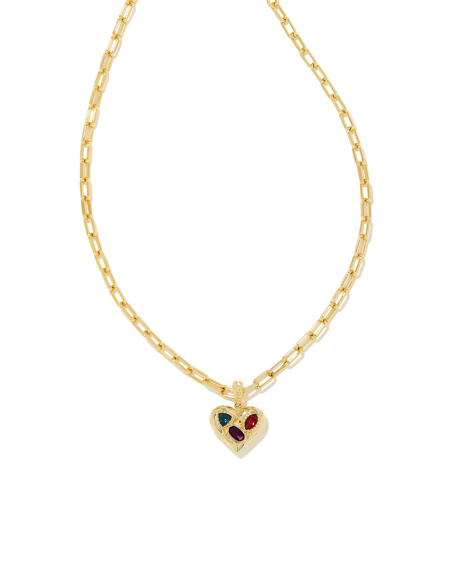 Penny Gold Heart Short Pendant Necklace in Multi Mix