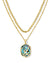 Daphne Gold Abalone Coral Multi Strand Necklace