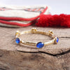 Jeweled Golden Bangle - with Faceted glass oval colorful jewels: Multi Color