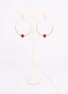 Christa Hoop Earring with Burgundy Cross