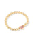 Holland Gold Beaded Heart Stretch Bracelet Pink Crystal