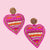 Pink/Orange Beaded Heart Earrings