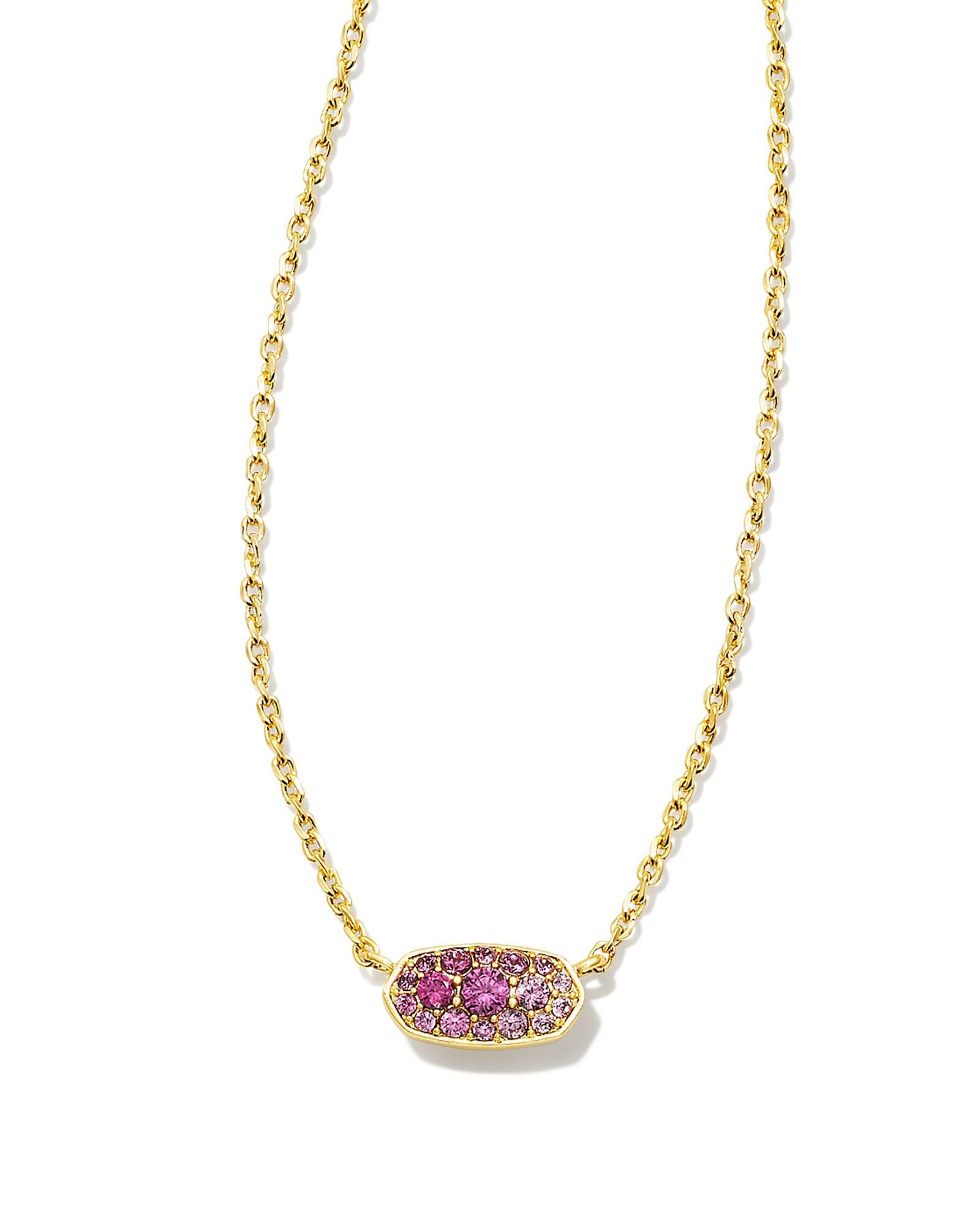 Grayson Gold Crystal Pendant Necklace in Pink Ombre