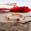 Jeweled Golden Bangle - with Faceted glass oval colorful jewels: Multi Color