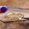 Jeweled Golden Bangle - with Faceted glass oval colorful jewels: Hot Pink