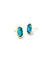 Grayson Stone Stud Earrings Gold Teal Abalone