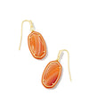 Dani Enamel Framed Drop Earrings Gold Orange Banded Agate