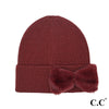 C.C. Maroon Faux Fur Bow Beanie