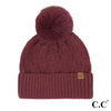 C.C. Maroon Weave Pom Beanie