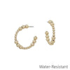 Water Resistant Gold 1&quot; 4MM and 2MM Beaded Hoop Earring