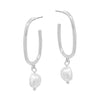 Silver Hoop Pearl Earrings