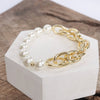 Gold Chain and Large Pearl Bracelet