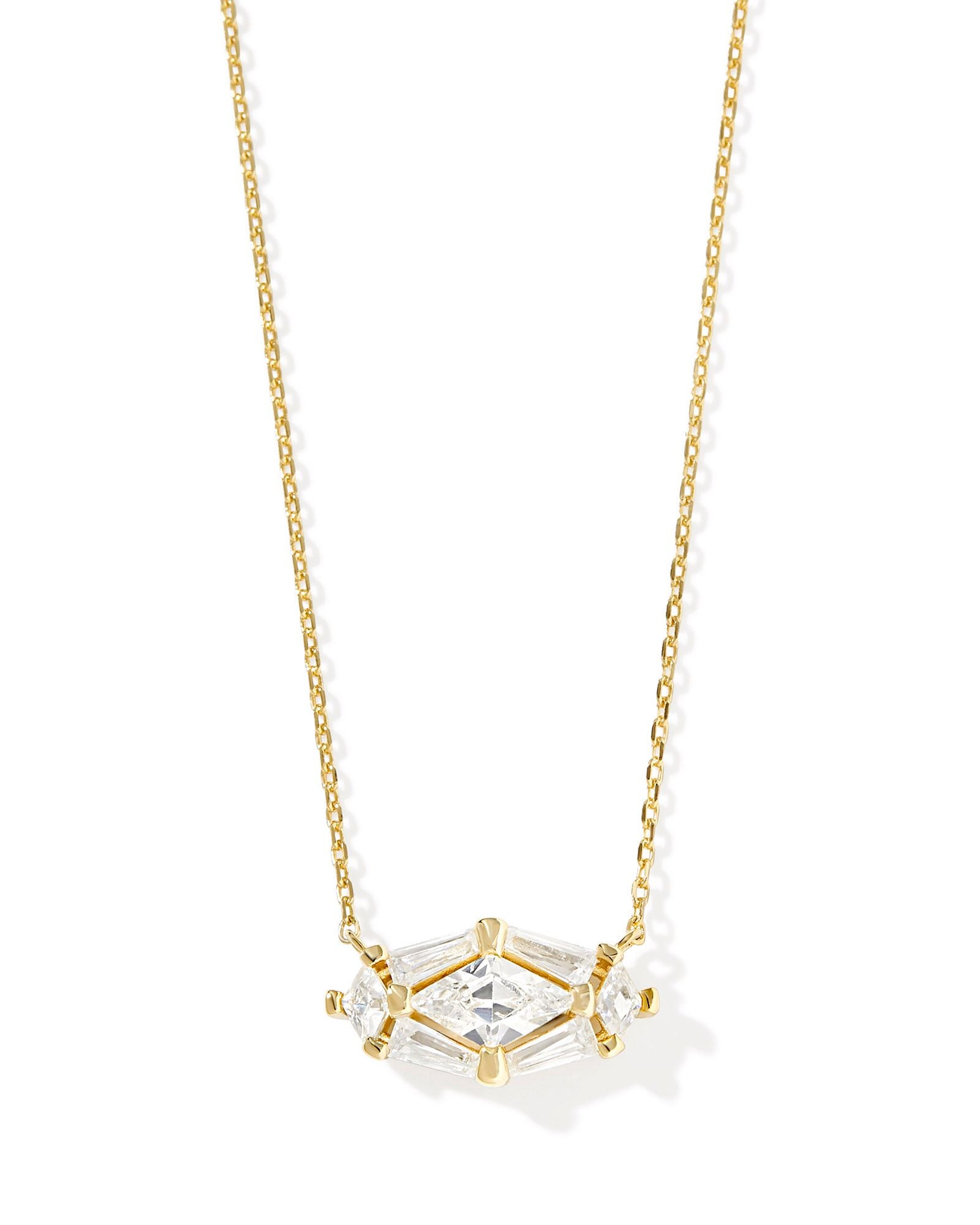 Lindy Rae Elisa Gold Pendant Necklace White Crystal