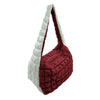 Maroon and White Oversized Quilted Carry All Bag: Maroon and White