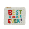 Best Teacher Ever Beaded Zipper Coin Bag