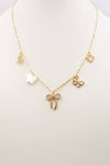 Multi Gold Bow, Butterfly Charm Necklace 16&quot;-18&quot;