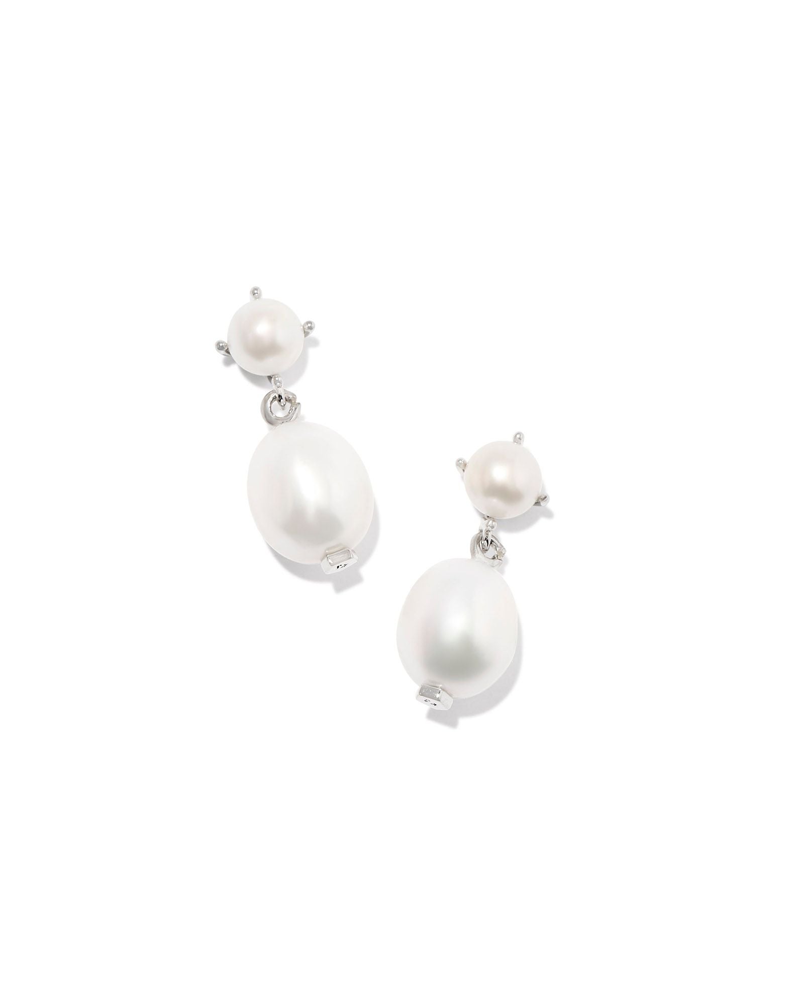 Eve Drop Earrings Silver and Pearl