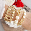 Gold Chain and Large Pearl Bracelet