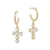 Gold Pearl Studded Cross Drop Earrings