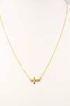 Gold Chain with Small Sideways Gold Cross 16&quot;-18&quot; Necklace