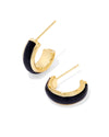 Ainsley Gold Black Enamel Huggie Earrings