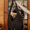 Black Oversized Quilted Hobo Tote Bag: Black