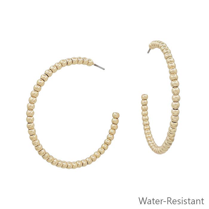 Beaded 1.7" Gold Hoop Earrings