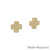 Water Resistant Gold Cross Stud Earring