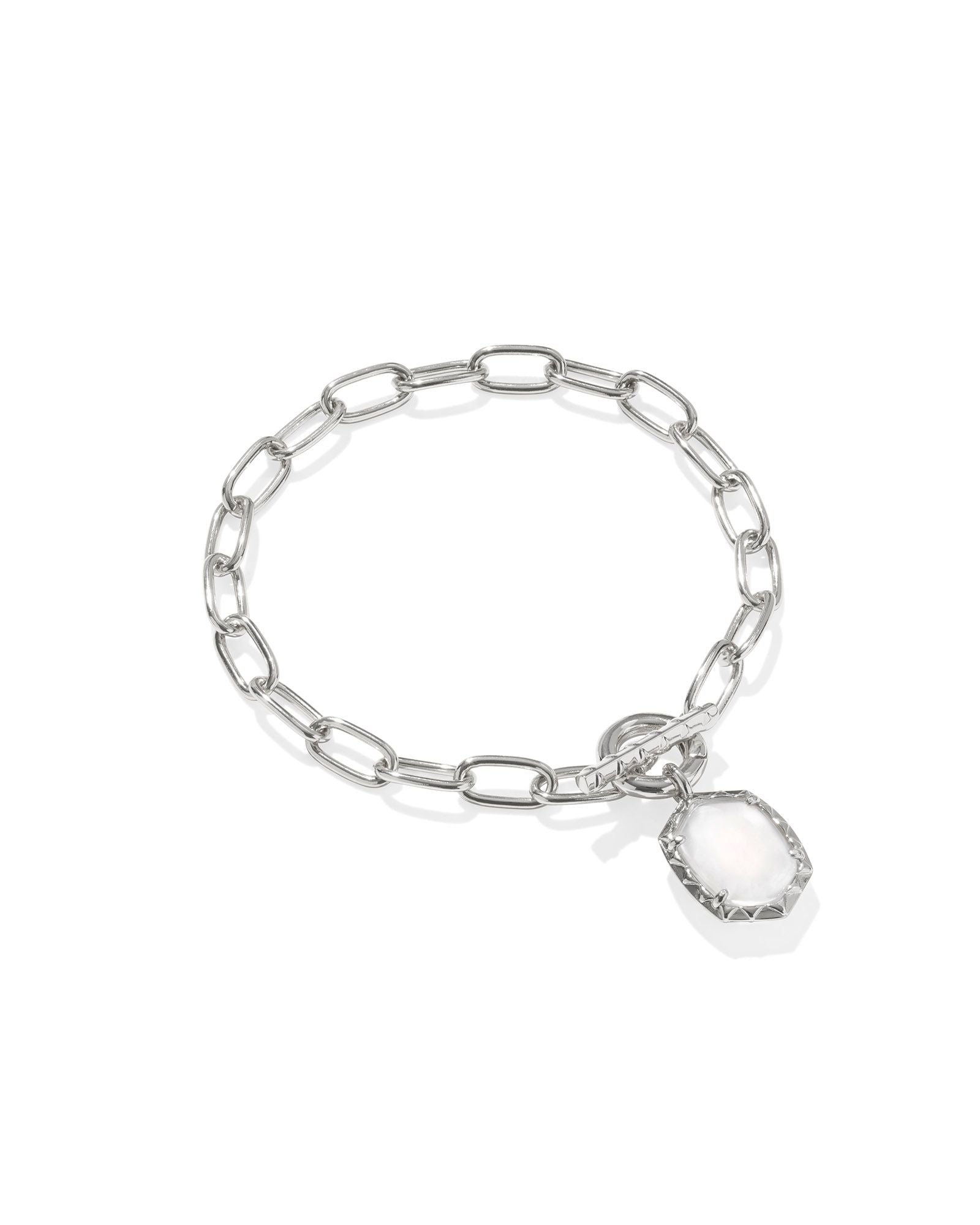 Daphne Silver Link Bracelet Mother of Pearl