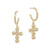 Gold Hoop Cross Earrings