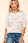 Multi-color Short Sleeved Sweater