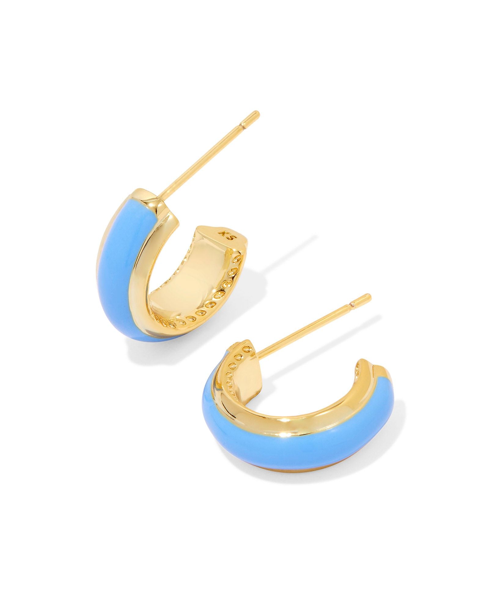 Ainsley Gold Light Blue Enamel Huggie Earrings