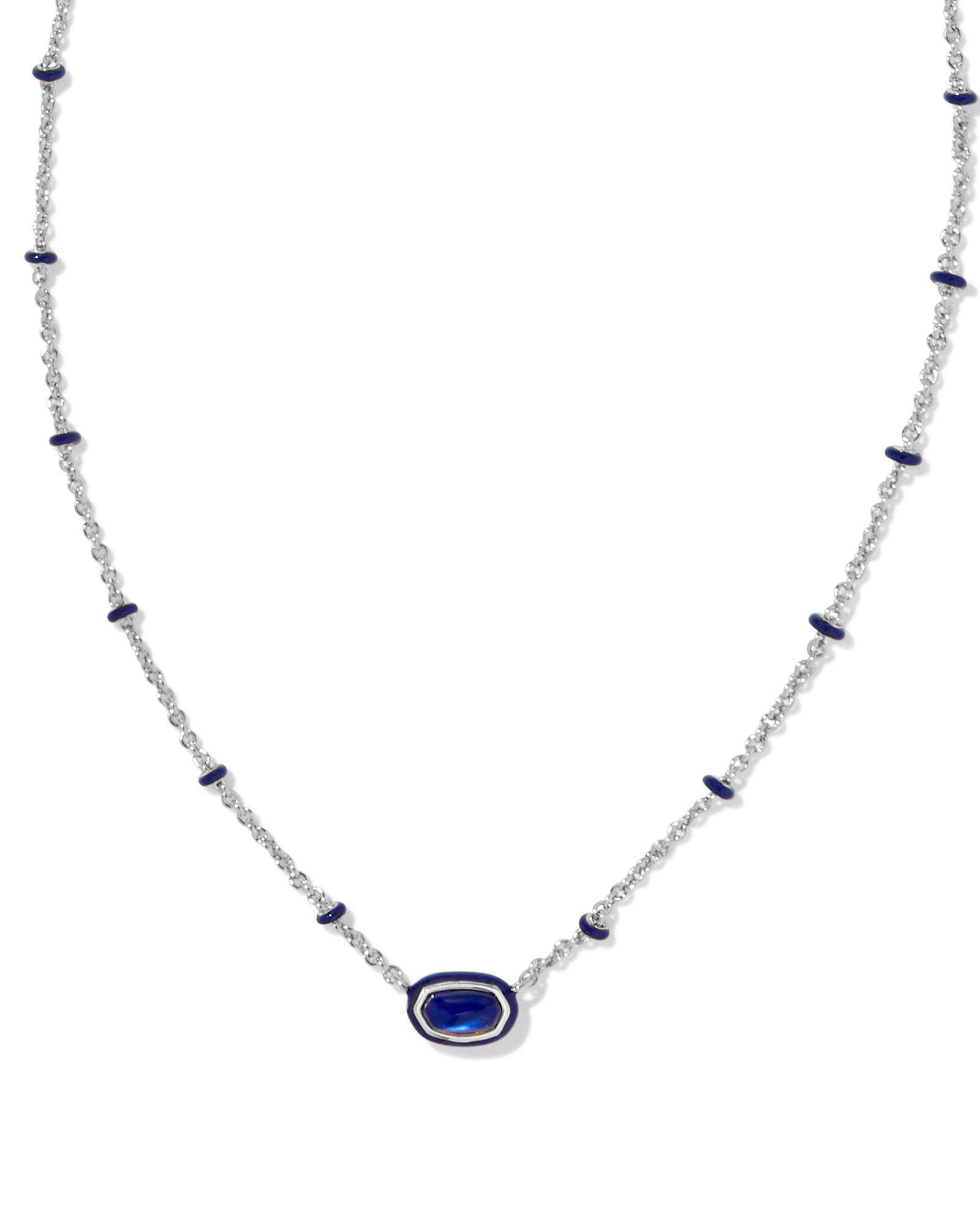 Mini Elisa Enamel Necklace Silver Navy