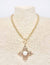 Worn Gold Chain with Pearl and Filigree Charm 16"-18" Necklace