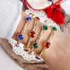 Jeweled Golden Bangle - with Faceted glass oval colorful jewels: Multi Color