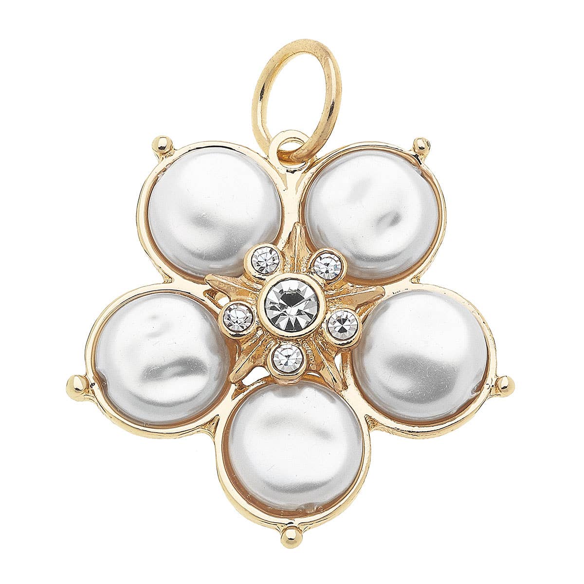 Coin Pearl Flower Charm in Ivory