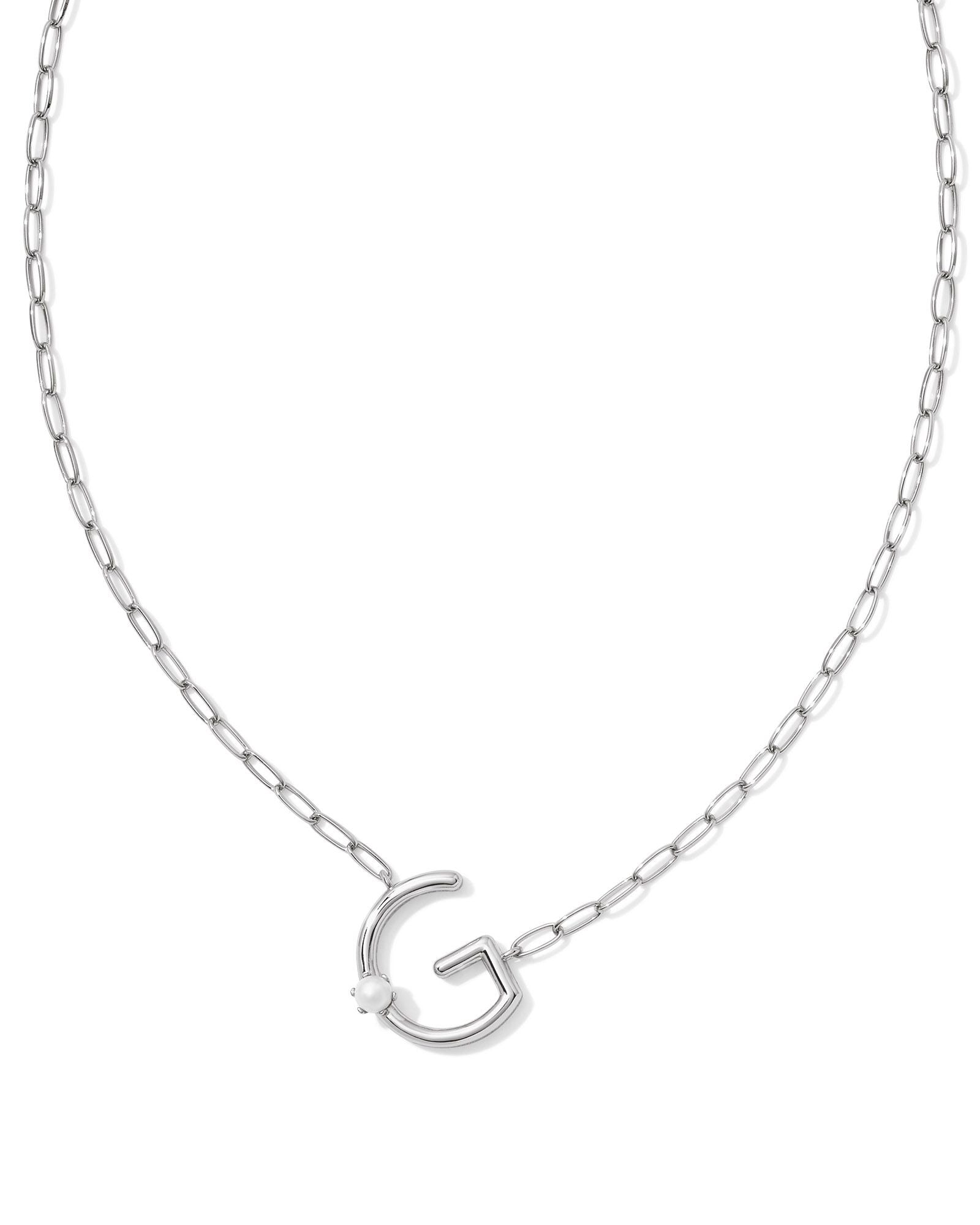 Pearl Letter G Silver Pendant Necklace