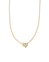 Holland Gold Heart Pendant Necklace White Crystal