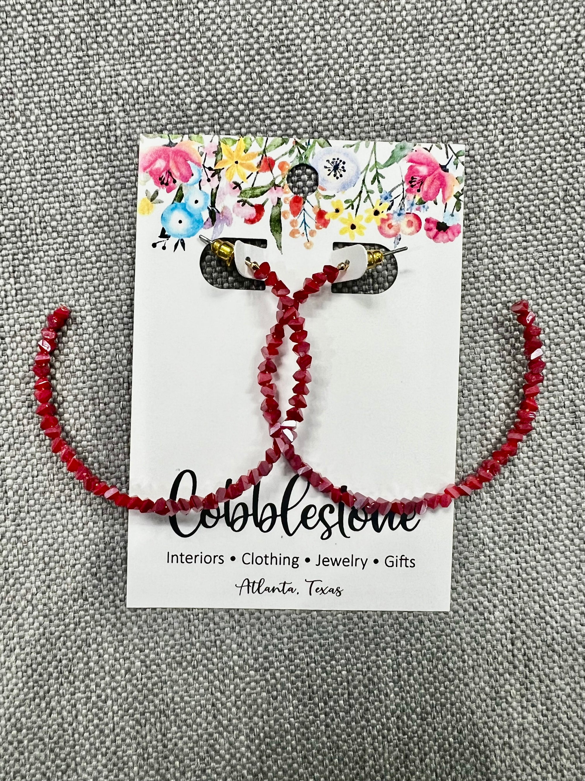 Red Crystal Hoop Earrings