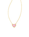 Ari Heart Gold Short Pendant Necklace Bubblegum Pink Kyocera Opal