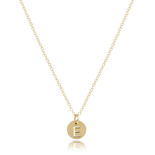 16" initial necklace gold - respect small gold disc