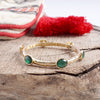 Jeweled Golden Bangle - with Faceted glass oval colorful jewels: Multi Color