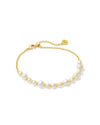 Jovie Beaded Delicate Chain Bracelet Gold White Pearl