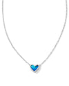 Framed Ari Heart Silver Mood Stone Short Pendant Necklace