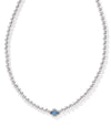 Abbie Silver Beaded Necklace Blue Mother of Pearl