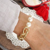 Gold Chain and Large Pearl Bracelet