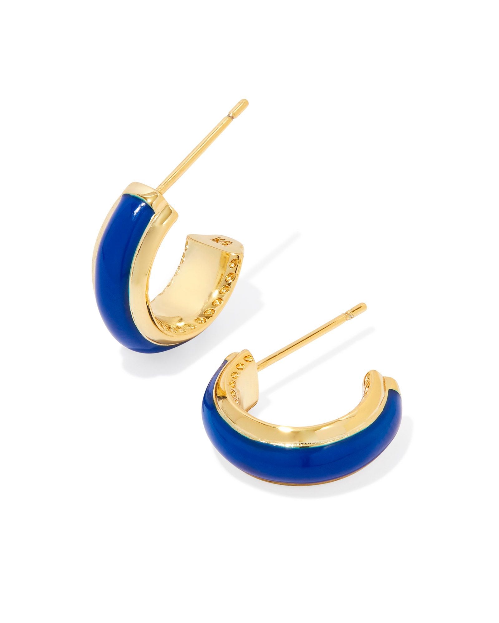 Ainsley Gold Blue Enamel Huggie Earrings