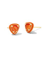 Arden Gold Banded Orange Agate Enamel Framed Stud Earrings