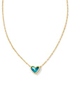 Framed Ari Heart Gold Mood Stone Short Pendant Necklace