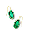 Dani Enamel Framed Drop Earrings Gold Emerald Illusion